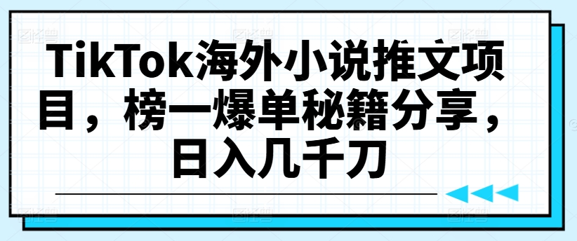 【TikTok国际版小说推广策略揭秘】：掌握爆款推文技巧，实现日收益数千美元的秘诀