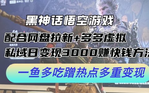 悟空游戏攻略：网盘拉新、多多虚拟叠加私域流量，日赚3000+轻松实现快速盈利，多渠道热点营销解析