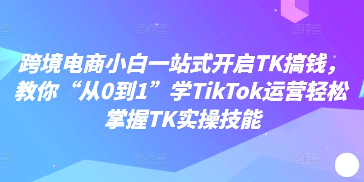 跨境电商新手上路：一站式TK赚钱攻略，手把手教你从零开始精通TikTok运营技巧