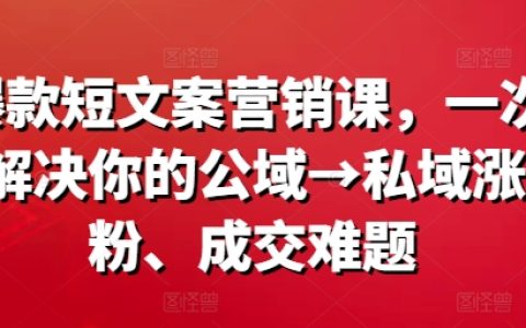 公域到私域转化大师课：一招解决涨粉与成交痛点，揭秘爆款文案背后的秘密