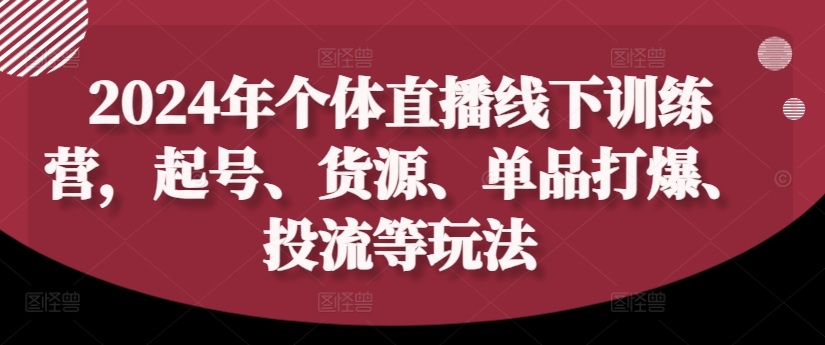 2024年直播电商实战指南：从起号到爆品打造，一站式货源与精准投放策略