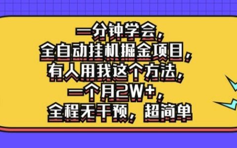 轻松掌握全自动挂机掘金技巧，月入2W+实战经验分享，无需人工干预，操作超简单【深度解析】