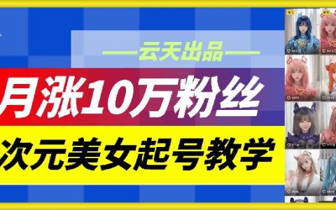 云天二次元美女起号技巧揭秘，月涨10万粉丝且不被判定为搬运