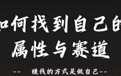 赛道与属性2.0：如何找到自己的核心属性和赛道，实现通过做自己赚钱的方式