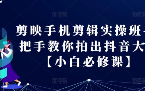 剪映手机视频剪辑课程——手把手教你制作抖音热门视频【新手必学】