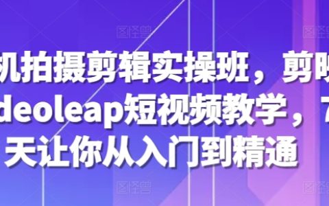 手机拍摄与剪辑实战课程，剪映 Videoleap 短视频教程，7天速成入门到精通