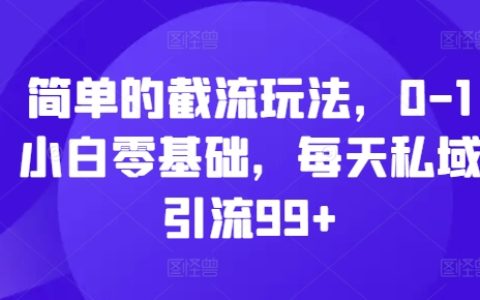 0-1小白零基础轻松掌握截流玩法，每日私域引流超99+【实用技巧】