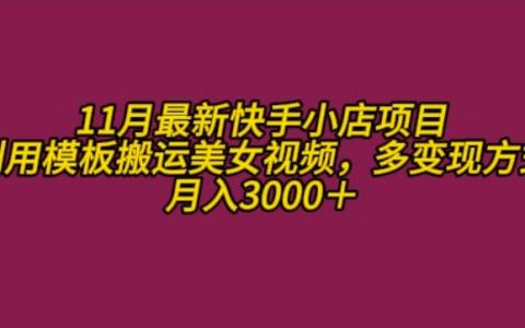 11月快手小店新项目：情趣男性粉丝运营，模板化美女视频搬运，多渠道盈利，月入3000+轻松实现