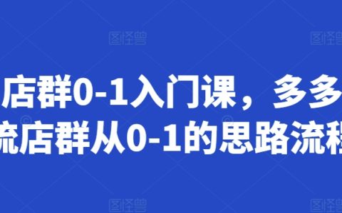 拼多多店铺群运营0到1入门教程：从零开始搭建自然流量店铺群全流程指南