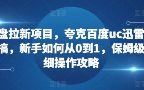 新手入门：利用夸克、百度网盘、UC网盘和迅雷打造高效拉新项目——详细操作指南