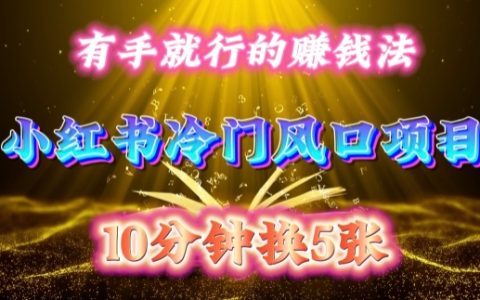 小红书冷门项目日赚500+：只需10分钟轻松搬运（适合新手）