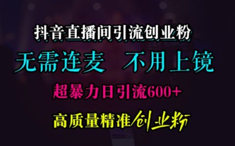 如何通过抖音直播间每日吸引600+高质量创业粉丝？无须连麦、无须露脸实战技巧分享