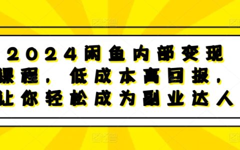 2024年闲鱼平台高效变现教程：低投入高收益技巧，助你轻松打造副业赚钱新渠道