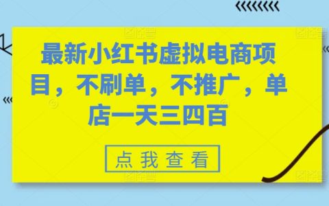 最新小红书虚拟电商创业项目，无需刷单和推广，单店日收入可达三四百的实操指南