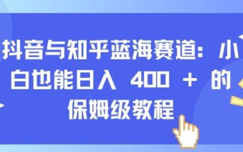 抖音与知乎蓝海赛道攻略：小白也能实现每日收益400元的详细教程