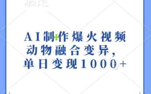 利用AI打造热门视频，动物创意融合变异，单日收益破千