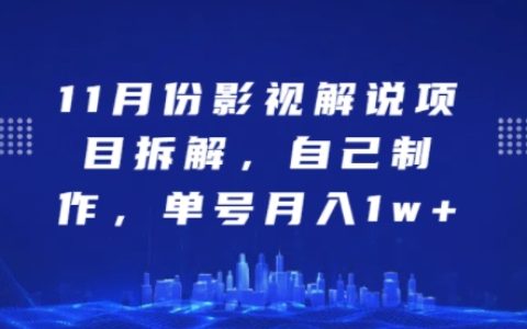 11月影视解说项目深度解析：个人制作实现单号月入过万【揭秘】