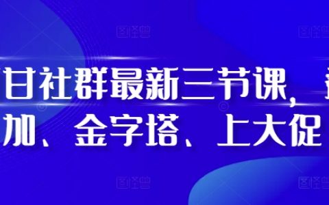 阿甘社群最新课程：叠加技巧、金字塔策略及大促应用