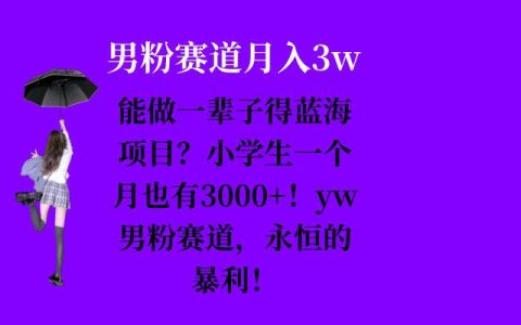 可持续发展的蓝海项目，小学生月入3000+，男性粉丝经济长期盈利