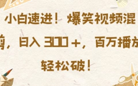 新手入门必看，搞笑视频混剪教程，轻松实现每日三单，百万播放量不是梦【揭秘】