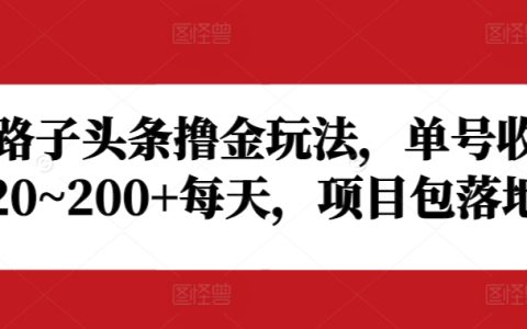 野路子头条赚钱技巧，每日单号收益20-200+，项目实操详解