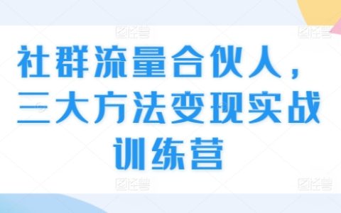 社群流量合伙人实战训练营：三大方法助力高效变现实战技巧