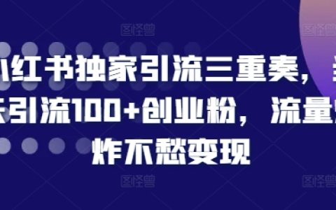 小红书高效引流三步曲，当日吸粉100+创业粉丝，流量暴涨助力轻松变现