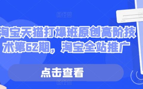 淘宝天猫高阶推广技巧第62期：全方位解析全站推广策略