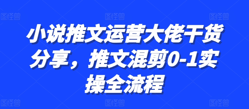 小说推文运营专家实战分享：从零到一的混剪操作全流程指南