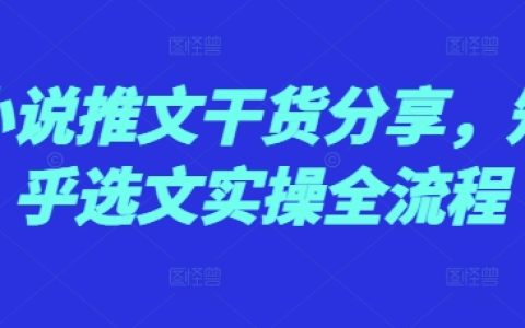 揭秘知乎选文策略：小说推广实战全流程分享