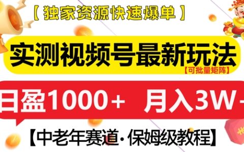 视频号最新运营技巧揭秘：中老年赛道实战分享，独家资源助力月入过万