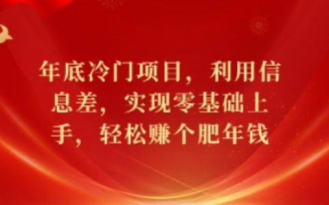 年终冷门项目揭秘：信息差利用实现零基础快速赚钱【轻松赚取额外收入】