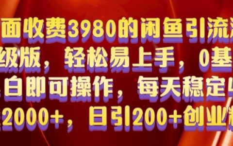 闲鱼引流实战教程：3980元课程揭秘，0基础小白轻松日引200+创业粉丝保姆级指导