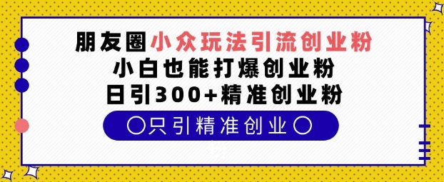 朋友圈小众玩法引流创业粉，小白也能打爆创业粉，日引300+精准创业粉【揭秘】