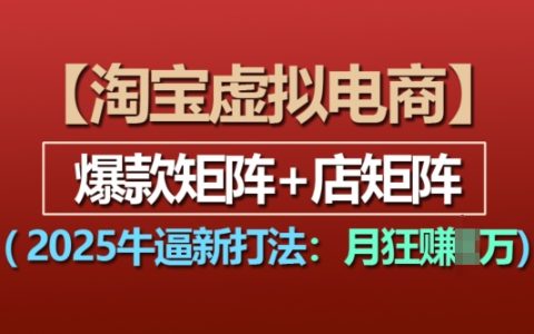 2025年淘宝虚拟电商新策略：打造爆款矩阵与店铺矩阵，实现月入过万目标