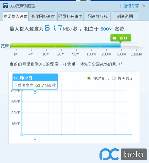 老牌宽带测速软件-360宽带测速器单文件