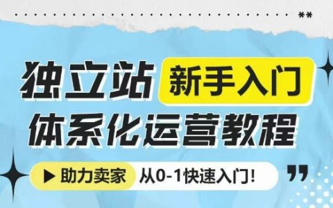 独立站新手入门体系化运营教程，助力独立站卖家从0-1快速入门!