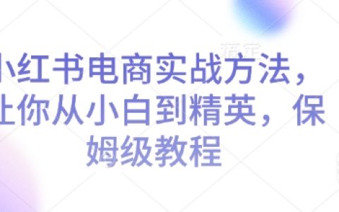 小红书电商实战全攻略：从入门到精通保姆级教程，助你成为电商精英