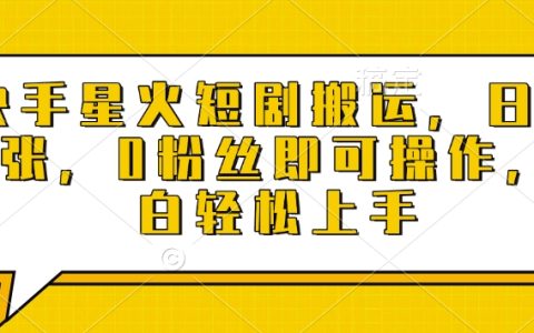 快手短剧搬运技巧：日收入提升，零粉丝也能操作，小白轻松入门指南【独家揭秘】