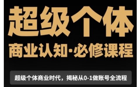 揭秘超级个体商业认知提升视频教程，商业思维必修课，从0到1打造账号全流程指导