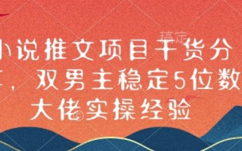 小说创作项目实战分享，双男主题材稳定月入五位数大佬亲授经验