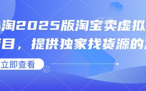 2025版小淘淘宝虚拟产品项目，揭秘独家找货渠道，助你轻松开店盈利【实战教程】