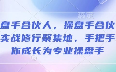 操盘手合伙人实战培训平台，专业操盘手成长基地，手把手教你掌握实战技巧