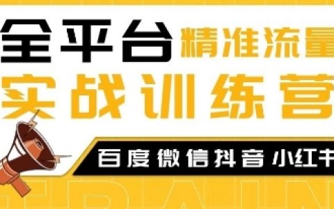 全网精准引流实战特训营，涵盖百度微信抖音小红书SEO优化技巧教程