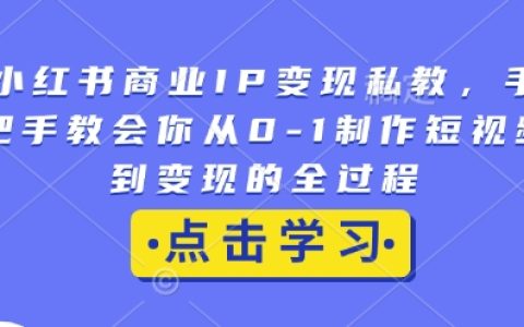 手把手教你从小红书商业IP变现私教到0-1短视频制作全流程，实现高效变现【详细教程】