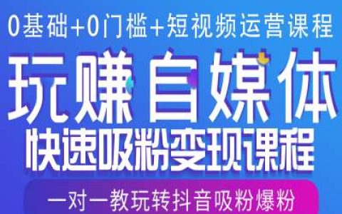 零基础入门短视频运营课程，手把手教你快速吸粉变现，一对一指导玩转抖音增粉技巧