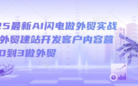 2025最新AI外贸实战课：外贸建站+客户开发+内容营销，从0到3快速入门