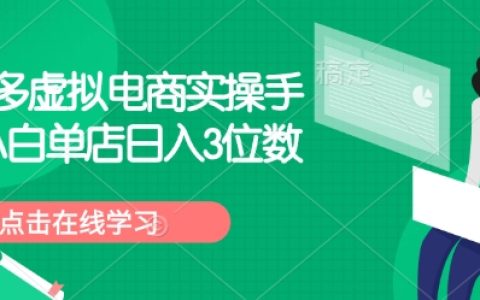 拼多多虚拟店铺运营手册：小白单店日入3位数实操攻略