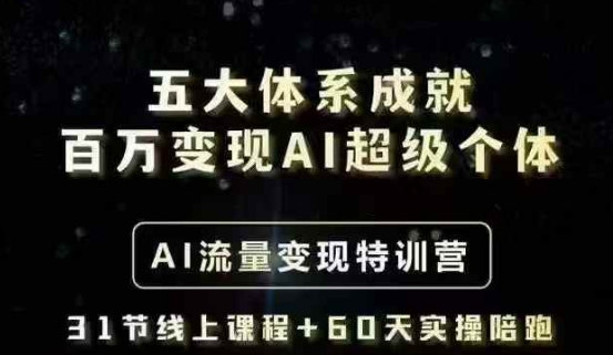 五大体系成就百万变现AI超级个体- AI流量变现特训营，一步一步教你一个人怎么年入百W