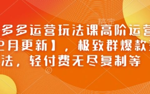 拼多多高级运营玩法课程【2月更新】：深度解析极致群爆款策略，轻付费无限复制技巧